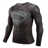 2015 New Fitness Compression Shirt Men Superman Bodybuilding Long Sleeve 3D T Shirt Crossfit Tops Shirts