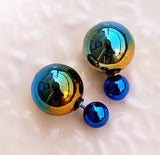 imitation pearl earrings fashion trendy  coated printed double created simulated pearl ear stud earrings for women Free shipping