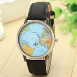 Fashion Global Travel By Plane Map Men Women Watches Casual Denim Quartz Watch Casual Sports Watches for Men relogio feminino