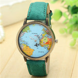 Fashion Global Travel By Plane Map Men Women Watches Casual Denim Quartz Watch Casual Sports Watches for Men relogio feminino