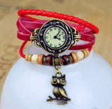 Hot Sales Owl Genuine Cow Leather Bracelet Watch women ladies female fashion dress quartz wrist watch kz015