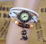 Hot Sales Owl Genuine Cow Leather Bracelet Watch women ladies female fashion dress quartz wrist watch kz015