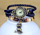 Hot Sales Owl Genuine Cow Leather Bracelet Watch women ladies female fashion dress quartz wrist watch kz015