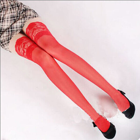 Women Ladies Sexy Lace Top Sheer Stay Up Thigh High Stockings Pantyhose