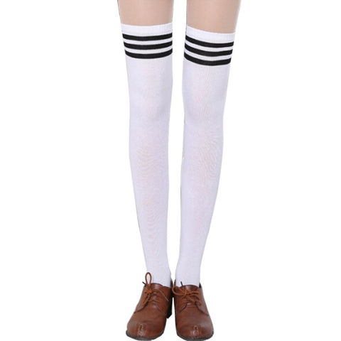 Hot Thigh High Sexy Cotton Socks Women's Striped Over Knee Girl Lady Sock