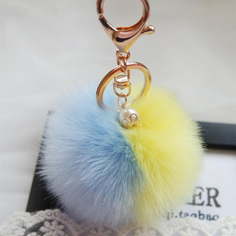 Big Sale !Faux Rabbit Fur Ball Keychain for Bag Plush Car Key Ring Car Key Pendant Amzing