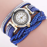 CCQ 2016 New Fashion Casual Quartz Women Rhinestone Watch Braided Leather Bracelet Watch Gift Relogio Feminino Gift 1739