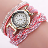 CCQ 2016 New Fashion Casual Quartz Women Rhinestone Watch Braided Leather Bracelet Watch Gift Relogio Feminino Gift 1739