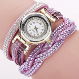 CCQ 2016 New Fashion Casual Quartz Women Rhinestone Watch Braided Leather Bracelet Watch Gift Relogio Feminino Gift 1739