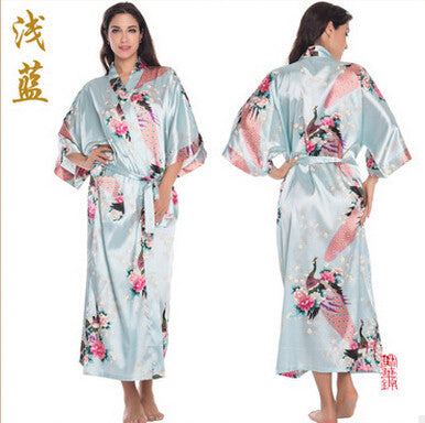 RB015 Satin Robes for Brides Wedding Robe Sleepwear Silk Pijama Casual Bathrobe Animal Rayon Long Nightgown Women Kimono XXXL