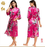 RB015 Satin Robes for Brides Wedding Robe Sleepwear Silk Pijama Casual Bathrobe Animal Rayon Long Nightgown Women Kimono XXXL