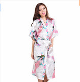 RB015 Satin Robes for Brides Wedding Robe Sleepwear Silk Pijama Casual Bathrobe Animal Rayon Long Nightgown Women Kimono XXXL
