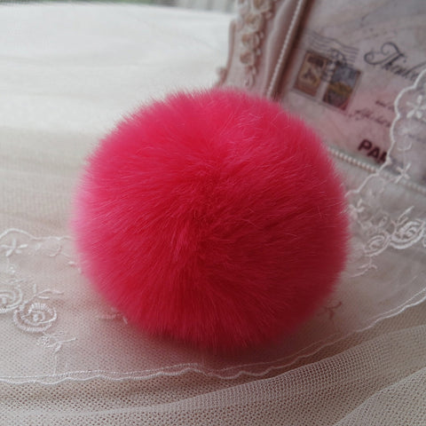 Key Chain Women Ladies Pompon Rabbit Fur Ball Keychain Mobile Phone Plug Backpack Bags Decorations Key Holder Trinket Feida