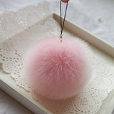 Key Chain Women Ladies Pompon Rabbit Fur Ball Keychain Mobile Phone Plug Backpack Bags Decorations Key Holder Trinket Feida