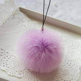 Key Chain Women Ladies Pompon Rabbit Fur Ball Keychain Mobile Phone Plug Backpack Bags Decorations Key Holder Trinket Feida