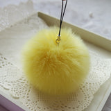 Key Chain Women Ladies Pompon Rabbit Fur Ball Keychain Mobile Phone Plug Backpack Bags Decorations Key Holder Trinket Feida