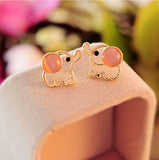 Fashion Lovely Cute Baby Elephant Opal stud earrings women Statement earrings for party free shipping