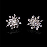 2016 New!!! Ladies Crystal Snow Flake Bijoux Statement Stud Earrings For Women Earring Fashion Jewelry Free Shipping