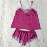 Satin Cami and  Shorts Set Lace Nightgowns Comfy  Pajamas  Pretty Nighties Artificial Silk Sleepwear Sets