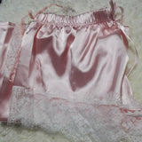 Satin Cami and  Shorts Set Lace Nightgowns Comfy  Pajamas  Pretty Nighties Artificial Silk Sleepwear Sets