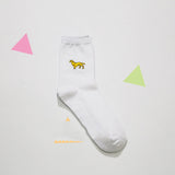 cute animal husky embroidery women cotton white socks lovely dog Jacquard female pure color socks funny kawaii pug meias soks