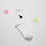 cute animal husky embroidery women cotton white socks lovely dog Jacquard female pure color socks funny kawaii pug meias soks