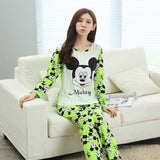 Pajamas Sets Autumn Solid Color Temptation Carton Generation Women Long Sleepwear Suit Camisole 2 piece Sexy Home Women Gift