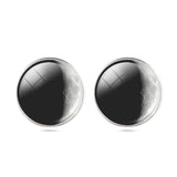 Fashion Jewelry Moon Galaxy Glass Cabochon Silver Stud Earrings 2015 New Earrings For Women