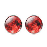 Fashion Jewelry Moon Galaxy Glass Cabochon Silver Stud Earrings 2015 New Earrings For Women