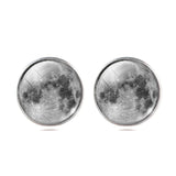 Fashion Jewelry Moon Galaxy Glass Cabochon Silver Stud Earrings 2015 New Earrings For Women