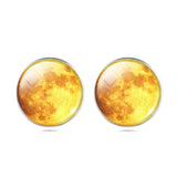 Fashion Jewelry Moon Galaxy Glass Cabochon Silver Stud Earrings 2015 New Earrings For Women