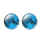 Fashion Jewelry Moon Galaxy Glass Cabochon Silver Stud Earrings 2015 New Earrings For Women