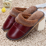 High Quality Winter Warm Home Slippers Couples Genuine Cow Leather Leisure Lamb Wool Cow Muscle Women Men Indoor Floor Slippers