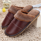 High Quality Winter Warm Home Slippers Couples Genuine Cow Leather Leisure Lamb Wool Cow Muscle Women Men Indoor Floor Slippers