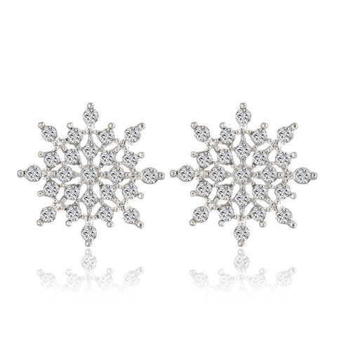 2016 New!!! Ladies Crystal Snow Flake Bijoux Statement Stud Earrings For Women Earring Fashion Jewelry Free Shipping E271