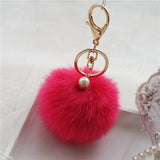 2016 Hot Sale, Fluffy Ball Keychain Cute Pompom Simulation Rabbit Fur Ball Key Chain For Car Key Ring Car Bag Pendant Chaveiro