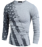 2016 Spring Fashion T-Shirt Long Sleeve T Shirt USA American Flag Printed T-shirts Fall Men Tshirt Fitness Camiseta H7751