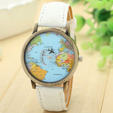 Women Dress Watches New Global Travel By Plane Map Women Dress Watch Denim Fabric Band Women clock relogio feminino 7Colors