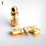 Bluelans Cool Stereo Pistol Bullets Asymmetry Alloy Stud Earrings Ear Piercing Jewelry