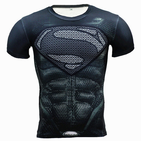 New Fitness Compression Shirt Men Anime Superhero Punisher Skull Captain Americ Superman 3D T Shirt Bodybuilding Crossfit tshirt