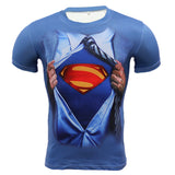 New Fitness Compression Shirt Men Anime Superhero Punisher Skull Captain Americ Superman 3D T Shirt Bodybuilding Crossfit tshirt