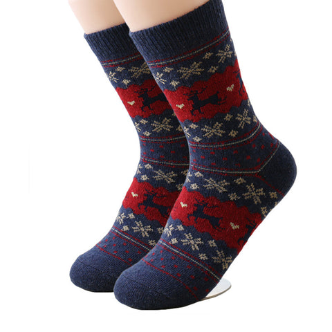 Christmas Socks Women's Girls Fashion Winter Rabbit Wool Cashmere Thick 3d Deer Ladies Woman Socks Cute Female Thermal Warm Gift