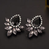 2016 New Women's Fashion Earrings Rhinestone Gray/Pink Glass Black Resin Sweet Metal with Gems Ear Stud Earrings For Women Girls