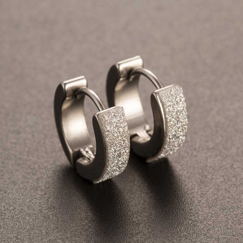 Chic 1Pair Cool Punk Men's Stainless Steel Hoop Piercing Round crystal Earring Ear Stud men woman jewelry