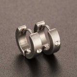 Chic 1Pair Cool Punk Men's Stainless Steel Hoop Piercing Round crystal Earring Ear Stud men woman jewelry