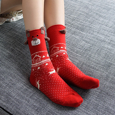 New 2016 Women Sock Winter Warm Christmas Gifts Stereo Socks Soft Cotton Cute Santa Claus Deer Socks Xmas Christmas socks S01