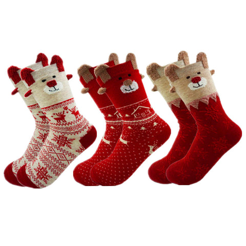 New 2016 Women Sock Winter Warm Christmas Gifts Stereo Socks Soft Cotton Cute Santa Claus Deer Socks Xmas Christmas socks S01