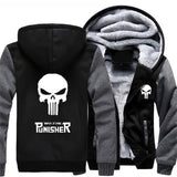 USA size Punisher Skull Cosplay Coat Zipper Hoodie Winter Fleece Unisex Thicken Jacket Sweatshirts