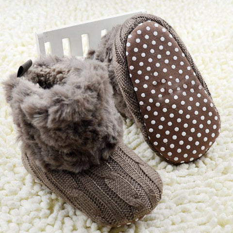 2017 Winter Warm First Walkers Baby Ankle Snow Boots Infant Crochet Knit Fleece Baby Shoes For Boys Girls