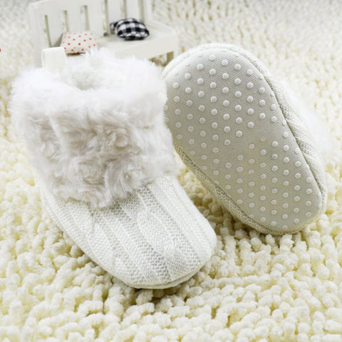 2017 Winter Warm First Walkers Baby Ankle Snow Boots Infant Crochet Knit Fleece Baby Shoes For Boys Girls